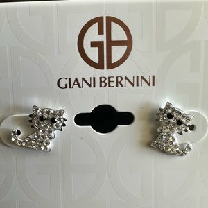 Gianni Bernini crystal sterling silver kitty 🐈‍⬛ earrings